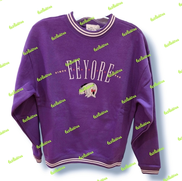 DISNEY PARKS EEYORE VINTAGE PURPLE PULLOVER SWEATSHIRT - Picture 1 of 2